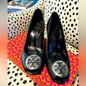 Tory Burch Amanda leather wedge pumps 7.5